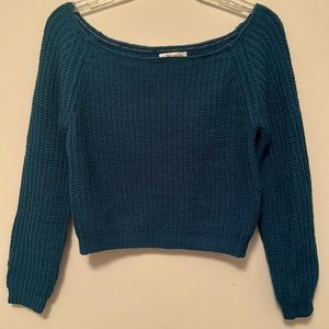 Forest Green Cropped Knit Sweater